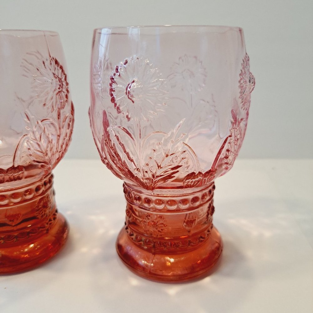 Set of Two Anthropologie Retired HELIANTHUS Pink Water GOBLET Great Condition - Picture 4 of 10